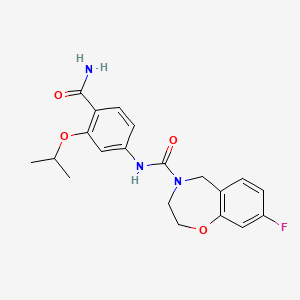 molecular formula C20H22FN3O4 B7000786 N-(4-carbamoyl-3-propan-2-yloxyphenyl)-8-fluoro-3,5-dihydro-2H-1,4-benzoxazepine-4-carboxamide 