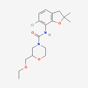 molecular formula C18H25ClN2O4 B7000841 N-(6-chloro-2,2-dimethyl-3H-1-benzofuran-7-yl)-2-(ethoxymethyl)morpholine-4-carboxamide 