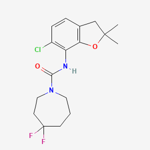 molecular formula C17H21ClF2N2O2 B7000845 N-(6-chloro-2,2-dimethyl-3H-1-benzofuran-7-yl)-4,4-difluoroazepane-1-carboxamide 