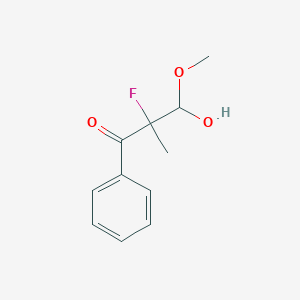 molecular formula C11H13FO3 B070009 1-Propanone, 2-fluoro-3-hydroxy-3-methoxy-2-methyl-1-phenyl- CAS No. 187838-07-9