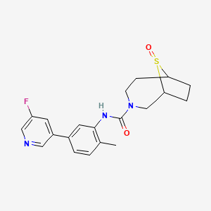 molecular formula C20H22FN3O2S B7000969 N-[5-(5-fluoropyridin-3-yl)-2-methylphenyl]-9-oxo-9lambda4-thia-3-azabicyclo[4.2.1]nonane-3-carboxamide 
