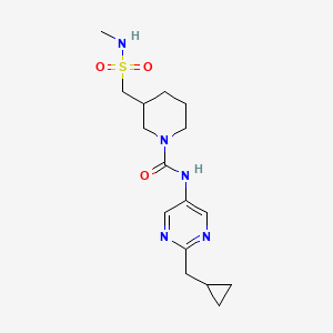 molecular formula C16H25N5O3S B7001060 N-[2-(cyclopropylmethyl)pyrimidin-5-yl]-3-(methylsulfamoylmethyl)piperidine-1-carboxamide 