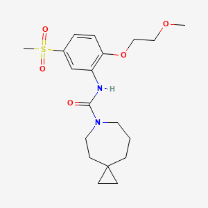 molecular formula C19H28N2O5S B7001115 N-[2-(2-methoxyethoxy)-5-methylsulfonylphenyl]-6-azaspiro[2.6]nonane-6-carboxamide 