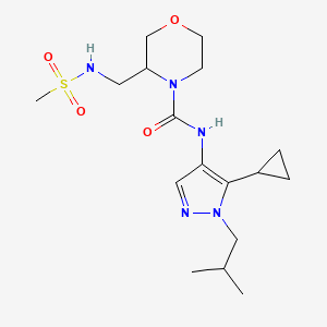 molecular formula C17H29N5O4S B7001140 N-[5-cyclopropyl-1-(2-methylpropyl)pyrazol-4-yl]-3-(methanesulfonamidomethyl)morpholine-4-carboxamide 