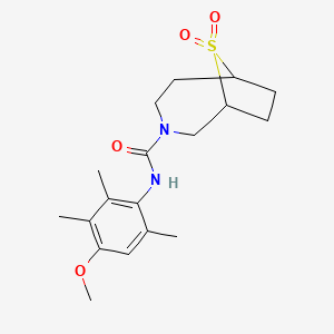 molecular formula C18H26N2O4S B7001180 N-(4-methoxy-2,3,6-trimethylphenyl)-9,9-dioxo-9lambda6-thia-3-azabicyclo[4.2.1]nonane-3-carboxamide 