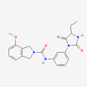 molecular formula C21H22N4O4 B7001181 N-[3-(4-ethyl-2,5-dioxoimidazolidin-1-yl)phenyl]-4-methoxy-1,3-dihydroisoindole-2-carboxamide 
