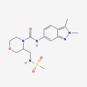 molecular formula C16H23N5O4S B7001202 N-(2,3-dimethylindazol-6-yl)-3-(methanesulfonamidomethyl)morpholine-4-carboxamide 