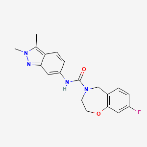 molecular formula C19H19FN4O2 B7001209 N-(2,3-dimethylindazol-6-yl)-8-fluoro-3,5-dihydro-2H-1,4-benzoxazepine-4-carboxamide 