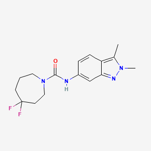 molecular formula C16H20F2N4O B7001230 N-(2,3-dimethylindazol-6-yl)-4,4-difluoroazepane-1-carboxamide 