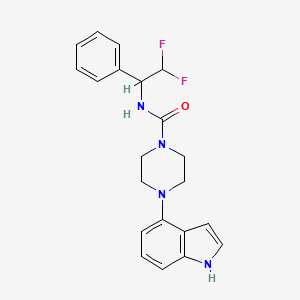 molecular formula C21H22F2N4O B7001286 N-(2,2-difluoro-1-phenylethyl)-4-(1H-indol-4-yl)piperazine-1-carboxamide 