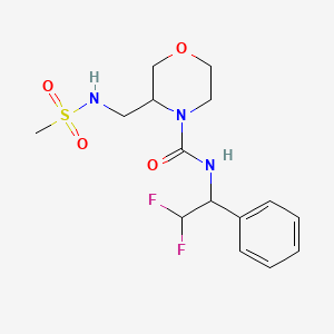 molecular formula C15H21F2N3O4S B7001292 N-(2,2-difluoro-1-phenylethyl)-3-(methanesulfonamidomethyl)morpholine-4-carboxamide 