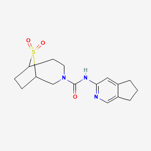 molecular formula C16H21N3O3S B7001303 N-(6,7-dihydro-5H-cyclopenta[c]pyridin-3-yl)-9,9-dioxo-9lambda6-thia-3-azabicyclo[4.2.1]nonane-3-carboxamide 
