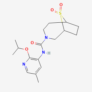 molecular formula C17H25N3O4S B7001315 N-(5-methyl-2-propan-2-yloxypyridin-3-yl)-9,9-dioxo-9lambda6-thia-3-azabicyclo[4.2.1]nonane-3-carboxamide 