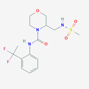 molecular formula C15H21F2N3O4S B7001370 N-[2-(1,1-difluoroethyl)phenyl]-3-(methanesulfonamidomethyl)morpholine-4-carboxamide 