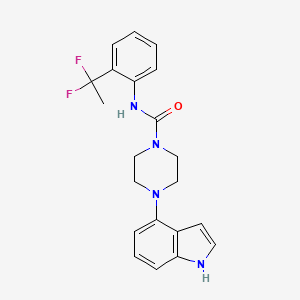 molecular formula C21H22F2N4O B7001377 N-[2-(1,1-difluoroethyl)phenyl]-4-(1H-indol-4-yl)piperazine-1-carboxamide 