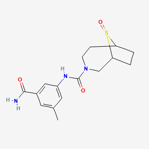 molecular formula C16H21N3O3S B7001408 N-(3-carbamoyl-5-methylphenyl)-9-oxo-9lambda4-thia-3-azabicyclo[4.2.1]nonane-3-carboxamide 