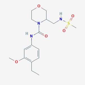 molecular formula C16H25N3O5S B7001448 N-(4-ethyl-3-methoxyphenyl)-3-(methanesulfonamidomethyl)morpholine-4-carboxamide 