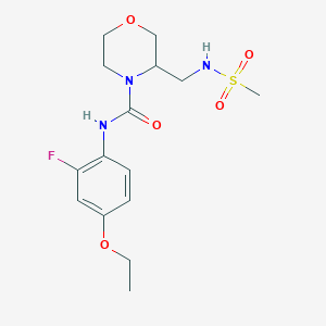 molecular formula C15H22FN3O5S B7001562 N-(4-ethoxy-2-fluorophenyl)-3-(methanesulfonamidomethyl)morpholine-4-carboxamide 