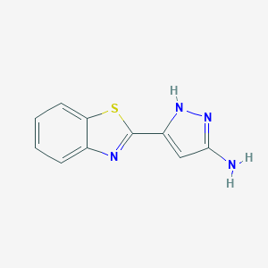 molecular formula C10H8N4S B070016 [5-(benzothiazolyl)-2H-pyrazol-3-yl]-amine CAS No. 179599-33-8