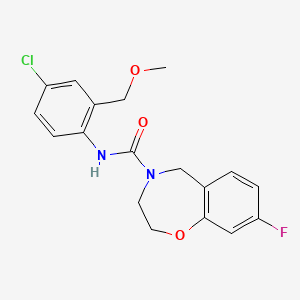 molecular formula C18H18ClFN2O3 B7001611 N-[4-chloro-2-(methoxymethyl)phenyl]-8-fluoro-3,5-dihydro-2H-1,4-benzoxazepine-4-carboxamide 