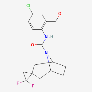 molecular formula C18H21ClF2N2O2 B7001650 N-[4-chloro-2-(methoxymethyl)phenyl]-1',1'-difluorospiro[8-azabicyclo[3.2.1]octane-3,2'-cyclopropane]-8-carboxamide 