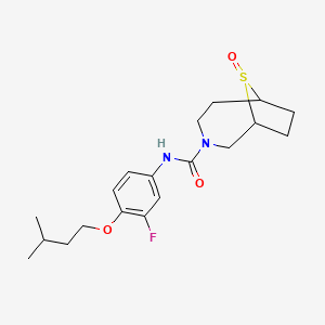 molecular formula C19H27FN2O3S B7001671 N-[3-fluoro-4-(3-methylbutoxy)phenyl]-9-oxo-9lambda4-thia-3-azabicyclo[4.2.1]nonane-3-carboxamide 