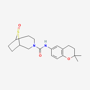 molecular formula C19H26N2O3S B7001677 N-(2,2-dimethyl-3,4-dihydrochromen-6-yl)-9-oxo-9lambda4-thia-3-azabicyclo[4.2.1]nonane-3-carboxamide 
