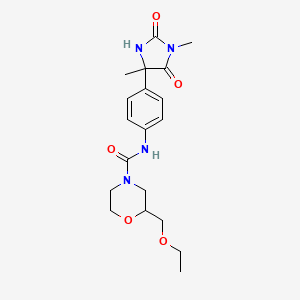 molecular formula C19H26N4O5 B7001678 N-[4-(1,4-dimethyl-2,5-dioxoimidazolidin-4-yl)phenyl]-2-(ethoxymethyl)morpholine-4-carboxamide 
