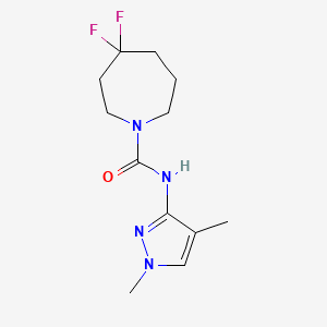 molecular formula C12H18F2N4O B7001772 N-(1,4-dimethylpyrazol-3-yl)-4,4-difluoroazepane-1-carboxamide 