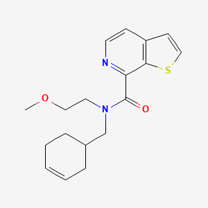 molecular formula C18H22N2O2S B7001816 N-(cyclohex-3-en-1-ylmethyl)-N-(2-methoxyethyl)thieno[2,3-c]pyridine-7-carboxamide 