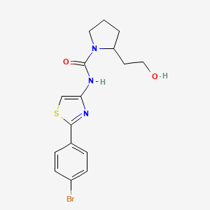 molecular formula C16H18BrN3O2S B7001843 N-[2-(4-bromophenyl)-1,3-thiazol-4-yl]-2-(2-hydroxyethyl)pyrrolidine-1-carboxamide 