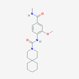molecular formula C20H29N3O3 B7001846 N-[2-methoxy-4-(methylcarbamoyl)phenyl]-3-azaspiro[5.5]undecane-3-carboxamide 