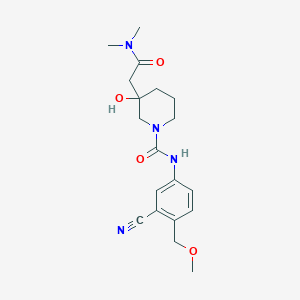 molecular formula C19H26N4O4 B7001923 N-[3-cyano-4-(methoxymethyl)phenyl]-3-[2-(dimethylamino)-2-oxoethyl]-3-hydroxypiperidine-1-carboxamide 