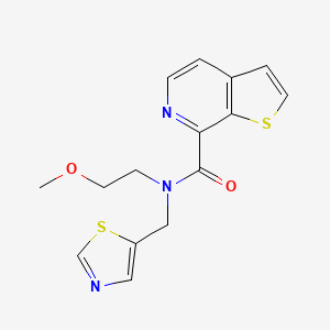 molecular formula C15H15N3O2S2 B7001935 N-(2-methoxyethyl)-N-(1,3-thiazol-5-ylmethyl)thieno[2,3-c]pyridine-7-carboxamide 