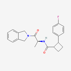 molecular formula C22H23FN2O2 B7001949 N-[(2S)-1-(1,3-dihydroisoindol-2-yl)-1-oxopropan-2-yl]-2-(4-fluorophenyl)cyclobutane-1-carboxamide 