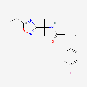 molecular formula C18H22FN3O2 B7002028 N-[2-(5-ethyl-1,2,4-oxadiazol-3-yl)propan-2-yl]-2-(4-fluorophenyl)cyclobutane-1-carboxamide 