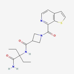 molecular formula C18H22N4O3S B7002089 N-(3-carbamoylpentan-3-yl)-1-(thieno[2,3-c]pyridine-7-carbonyl)azetidine-3-carboxamide 