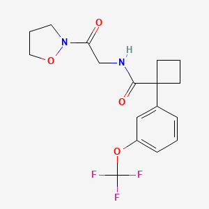 molecular formula C17H19F3N2O4 B7002316 N-[2-(1,2-oxazolidin-2-yl)-2-oxoethyl]-1-[3-(trifluoromethoxy)phenyl]cyclobutane-1-carboxamide 