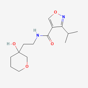 molecular formula C14H22N2O4 B7002336 N-[2-(3-hydroxyoxan-3-yl)ethyl]-3-propan-2-yl-1,2-oxazole-4-carboxamide 