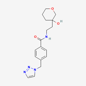 molecular formula C17H22N4O3 B7002366 N-[2-(3-hydroxyoxan-3-yl)ethyl]-4-(triazol-1-ylmethyl)benzamide 