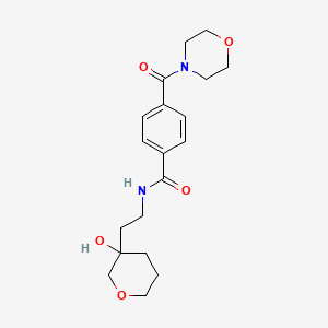 molecular formula C19H26N2O5 B7002368 N-[2-(3-hydroxyoxan-3-yl)ethyl]-4-(morpholine-4-carbonyl)benzamide 