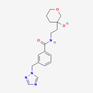 molecular formula C17H22N4O3 B7002392 N-[2-(3-hydroxyoxan-3-yl)ethyl]-3-(1,2,4-triazol-1-ylmethyl)benzamide 