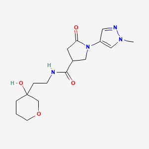 molecular formula C16H24N4O4 B7002395 N-[2-(3-hydroxyoxan-3-yl)ethyl]-1-(1-methylpyrazol-4-yl)-5-oxopyrrolidine-3-carboxamide 