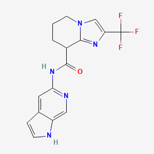 molecular formula C16H14F3N5O B7002403 N-(1H-pyrrolo[2,3-c]pyridin-5-yl)-2-(trifluoromethyl)-5,6,7,8-tetrahydroimidazo[1,2-a]pyridine-8-carboxamide 