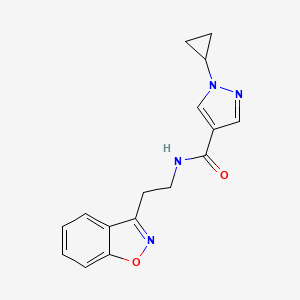 molecular formula C16H16N4O2 B7002505 N-[2-(1,2-benzoxazol-3-yl)ethyl]-1-cyclopropylpyrazole-4-carboxamide 