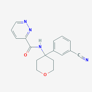 molecular formula C17H16N4O2 B7002613 N-[4-(3-cyanophenyl)oxan-4-yl]pyridazine-3-carboxamide 