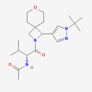 molecular formula C21H34N4O3 B7002715 N-[(2R)-1-[3-(1-tert-butylpyrazol-4-yl)-7-oxa-2-azaspiro[3.5]nonan-2-yl]-3-methyl-1-oxobutan-2-yl]acetamide 