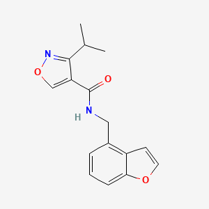 molecular formula C16H16N2O3 B7002744 N-(1-benzofuran-4-ylmethyl)-3-propan-2-yl-1,2-oxazole-4-carboxamide 