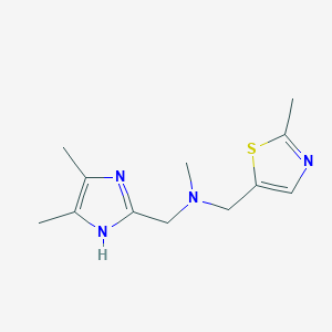 molecular formula C12H18N4S B7002776 N-[(4,5-dimethyl-1H-imidazol-2-yl)methyl]-N-methyl-1-(2-methyl-1,3-thiazol-5-yl)methanamine 