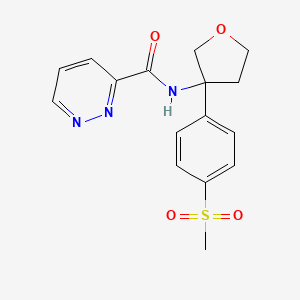molecular formula C16H17N3O4S B7002792 N-[3-(4-methylsulfonylphenyl)oxolan-3-yl]pyridazine-3-carboxamide 